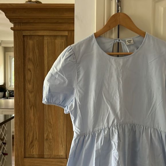 Sunday best Aritzia Saida new dress in blue babydoll puff sleeves - Picture 4 of 11